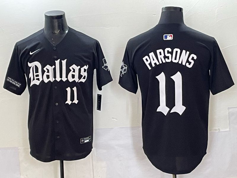 Men 2025 Nike Dallas Cowboys 11 Parsons Black 5th generation Joint Name Limited NFL Jersey 012